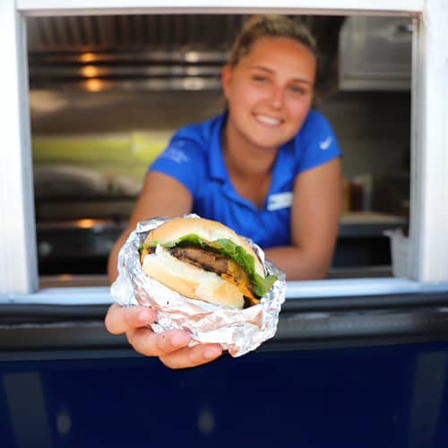 Smash burger at Bay Harbor Golf Club's food truck