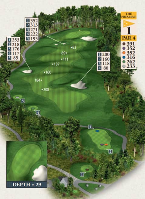 Bay Harbor Golf Club Preserve Course Hole 1 yardage map