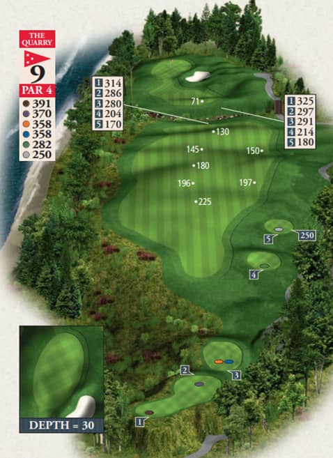 Bay Harbor Golf Club Quarry Course Hole 9 yardage map